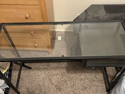 Black Metal & Glass Console Table / Entryway Table