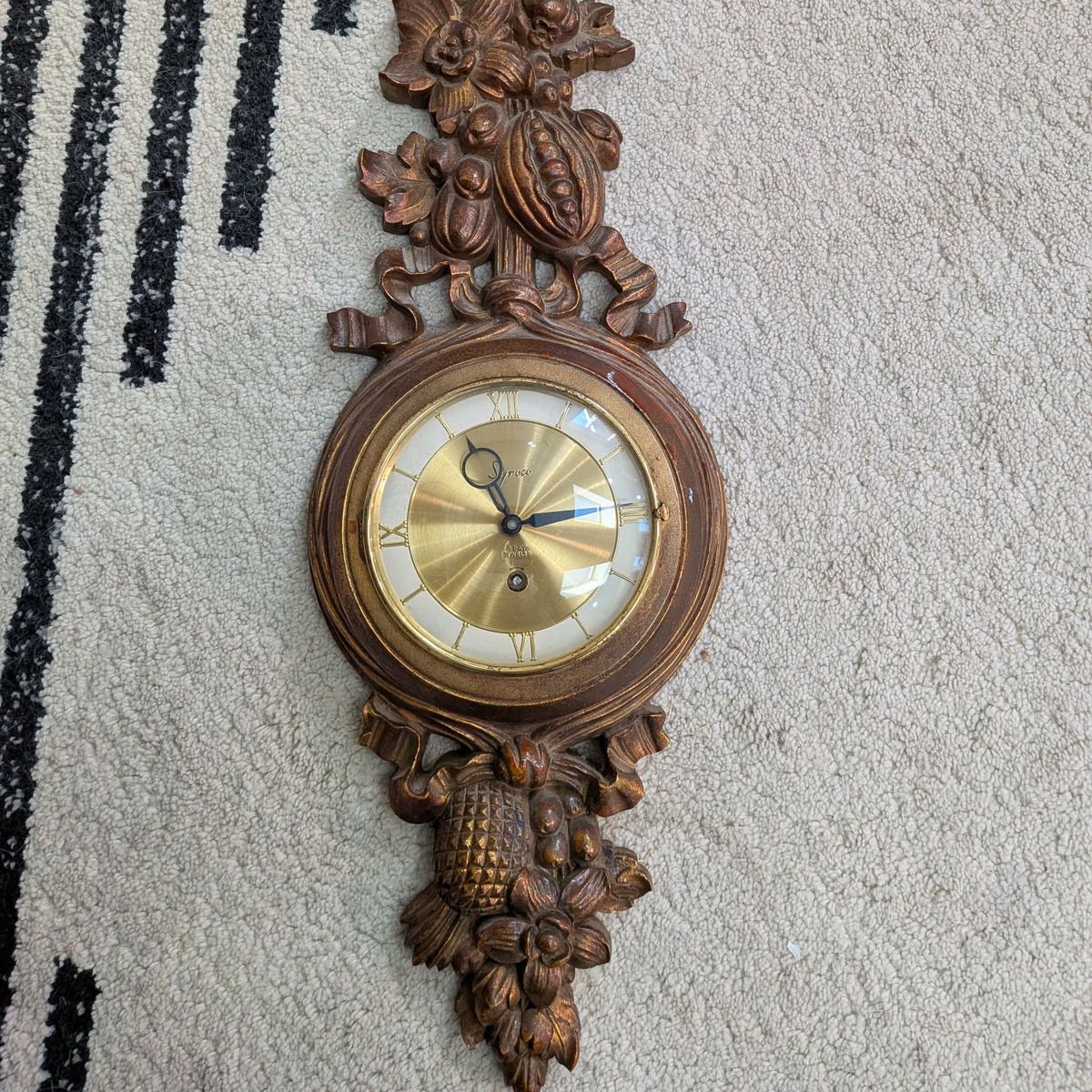 Vintage Baroque Gilded Syroco Wood 8-Day clock