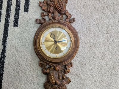 Vintage Baroque Gilded Syroco Wood 8-Day clock