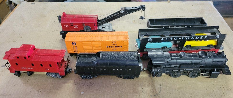Lionel Lines Vintage Train Set with Engine, Cars, Crane, Auto-Loader & Assorted Tracks - Classic Model Trains