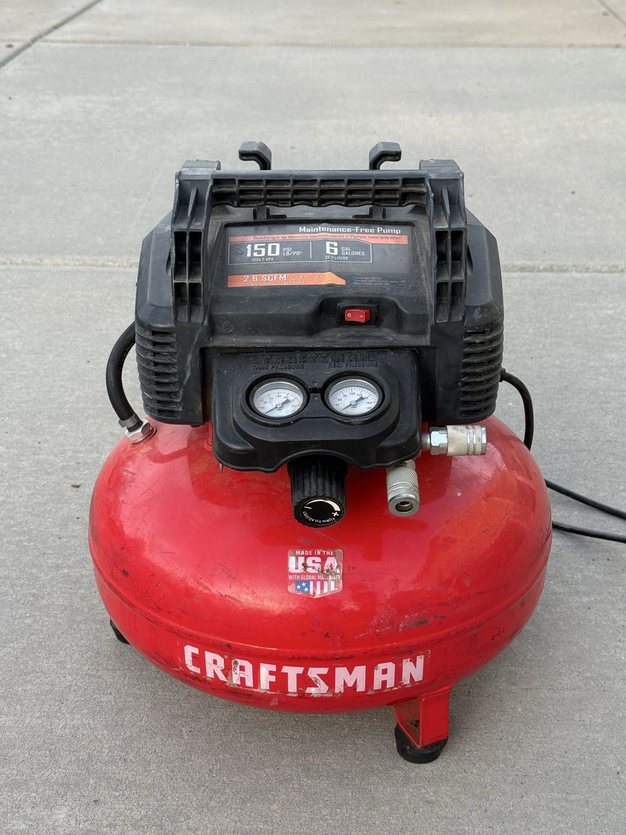 Craftsman 6 Gallon 150 PSI Pancake Air Compressor - Maintenance-Free Pump