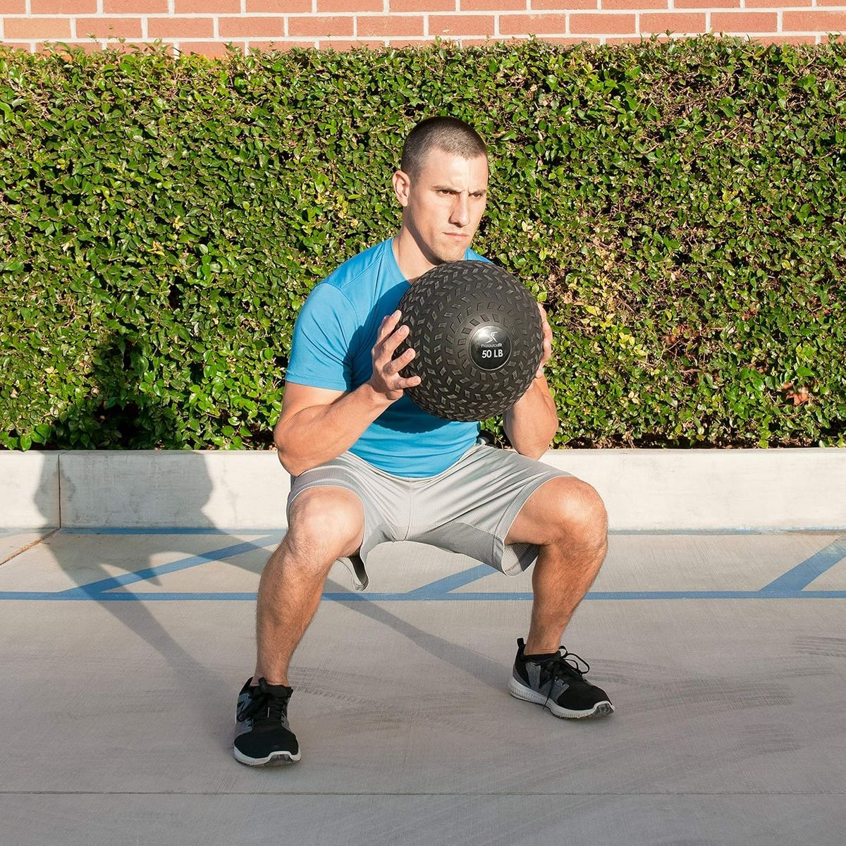 50 lb ProsourceFit Slam Medicine Balls Smooth and Tread Textured Grip Dead Weight Ball