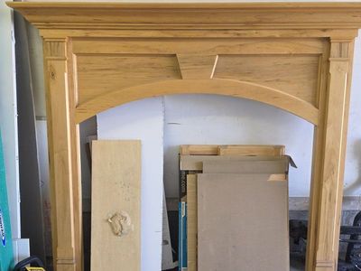 Wood Fireplace Mantel - 69" Wide x 59" Tall with 39" Arch Opening
