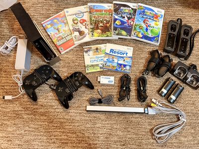 Nintendo Wii Console Bundle with Controllers, Wii2HDMI, and Popular Games
