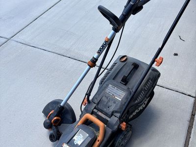 Worx electric lawn mower and trimmer