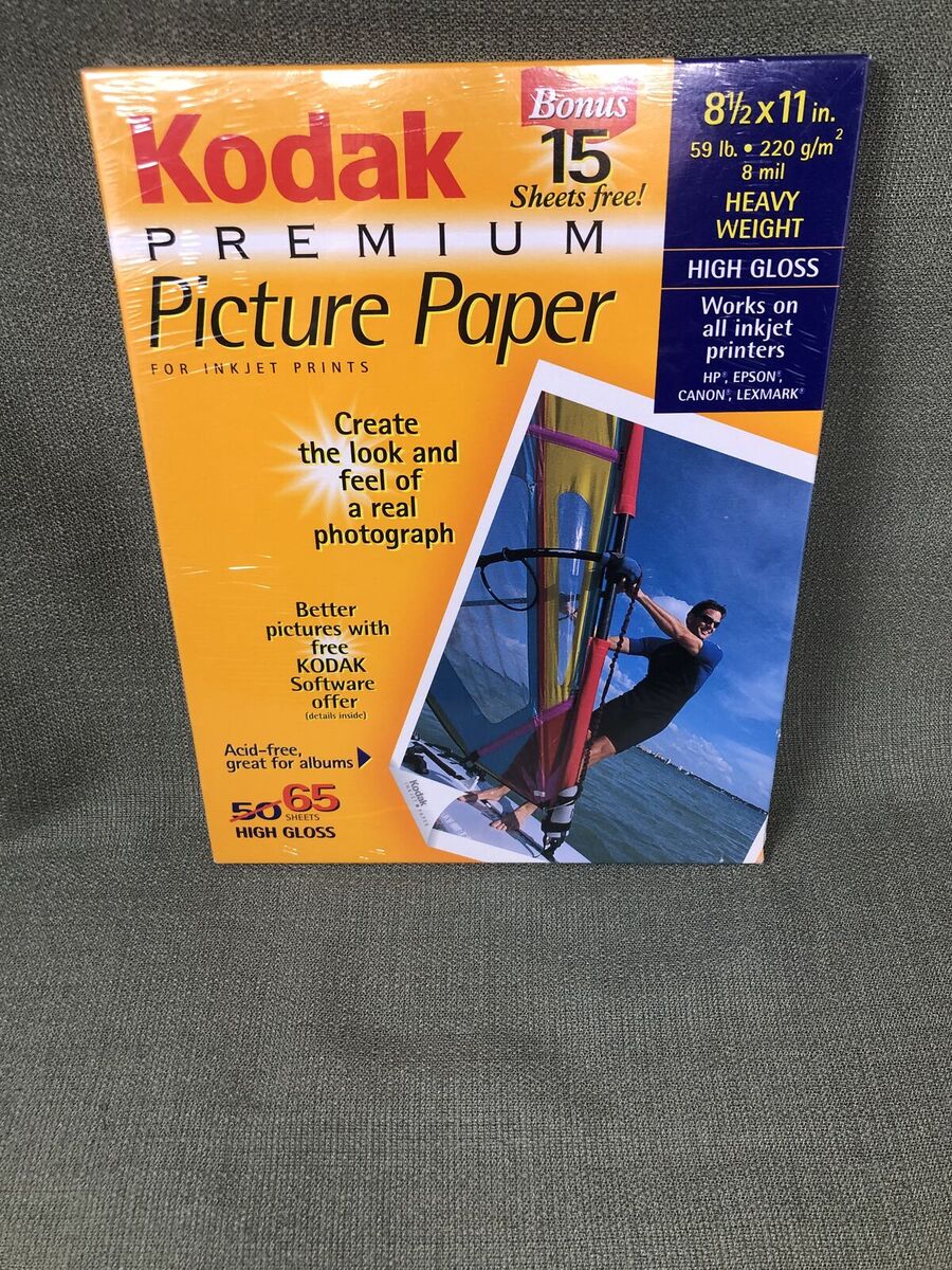 Kodak Premium Picture Paper High Gloss 8.5 x 11 – 65 Sheets, Heavyweight Inkjet