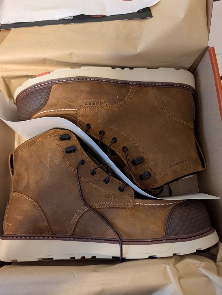 Brunt Marin 6" Comp Toe Waterproof Work Boots - Men's US 13 - Brown Barnyard Resistant Leather