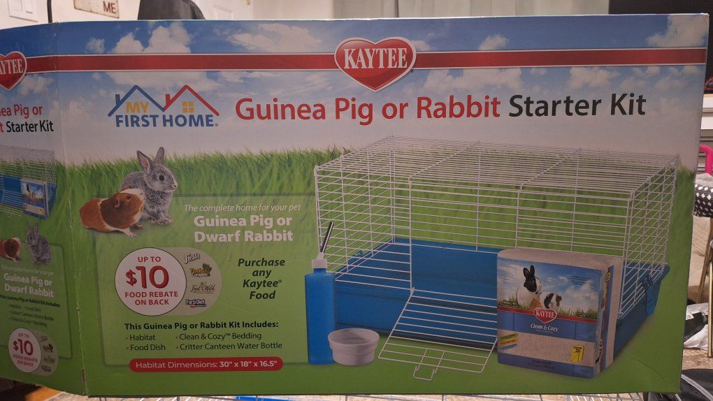 Kaytee My First Home Guinea Pig or Rabbit Starter Kit, 30"x18"x16.5" Habitat with Accessories