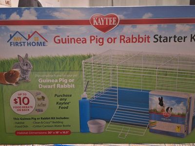 Kaytee My First Home Guinea Pig or Rabbit Starter Kit, 30"x18"x16.5" Habitat with Accessories
