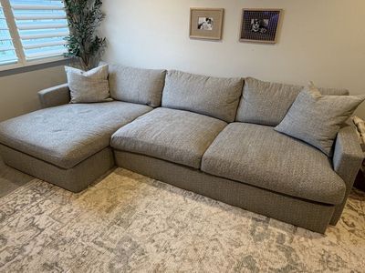 Living Spaces Gray Down Feather Couch w/ Chaise