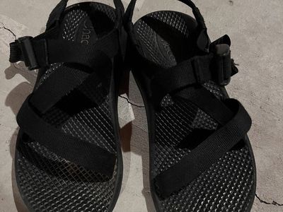 Chaco Z/1 Kids Ecotread Black and Navy/Gray Adjustable Strappy Sandals Size 3 and 1 Outdoor Water Shoes