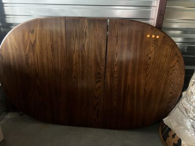 70s Solid Wood Dining Table Set with Chairs