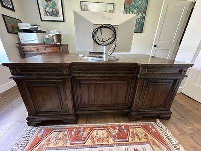 Executive Office Desk with Matching Leather Chair – 72" Solid Wood