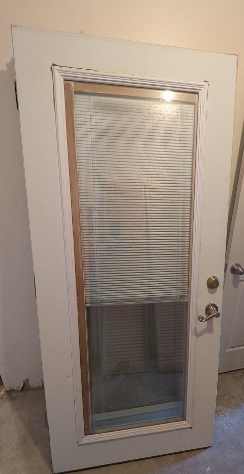 2 Used Exterior Doors with Built-in Blinds and Door Handle - White