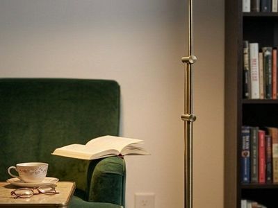 Brass Adjustable Pharmacy Floor Lamp - Mid-Century Style