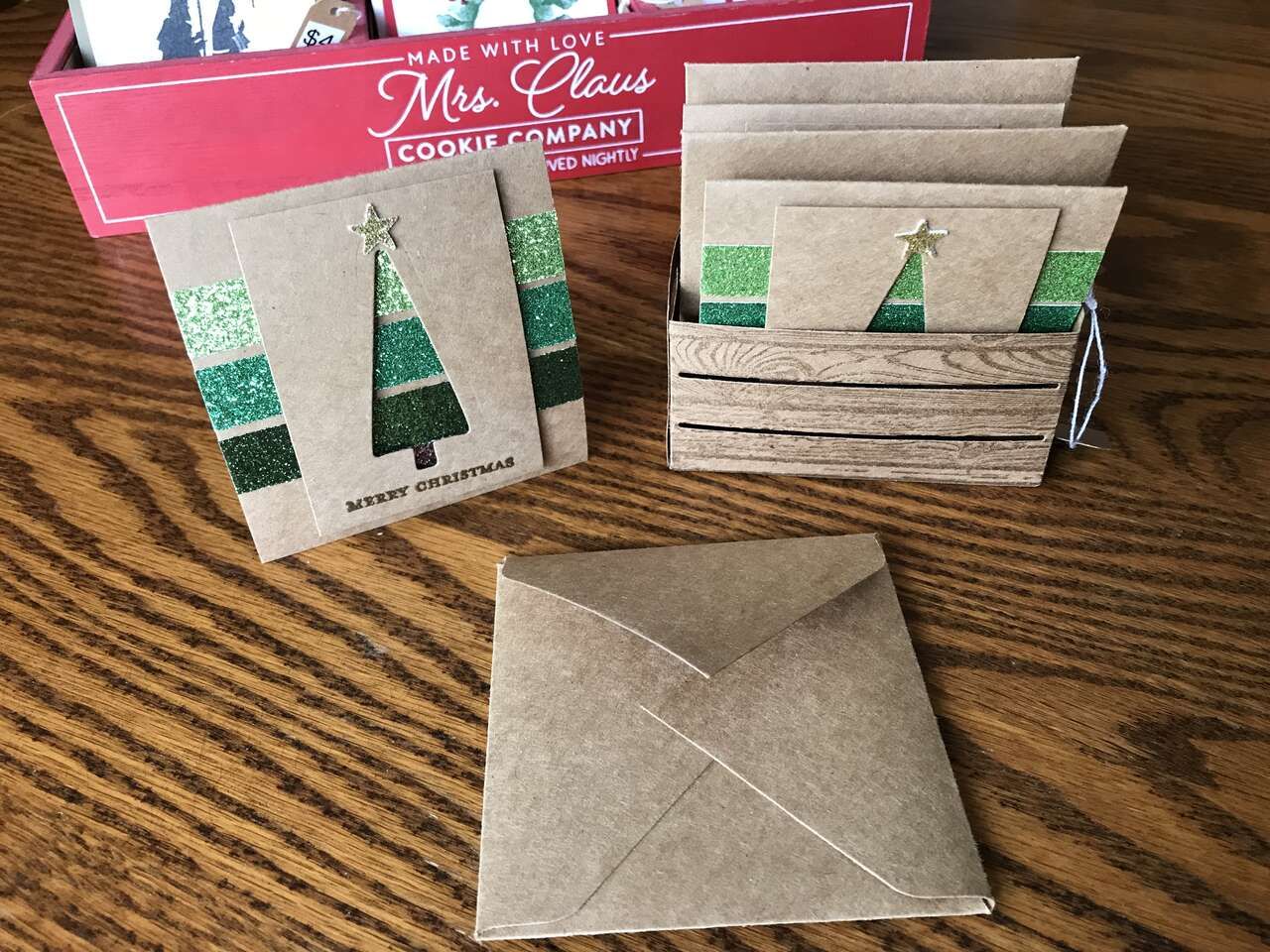Christmas Gift Cards 3 inches x 3 inches in Small Paper Crate