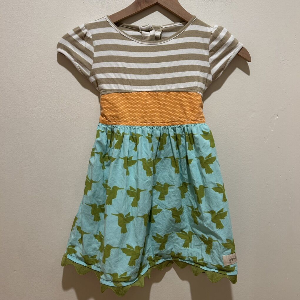 Persnickety Green Hummingbird Dress Girl's 4