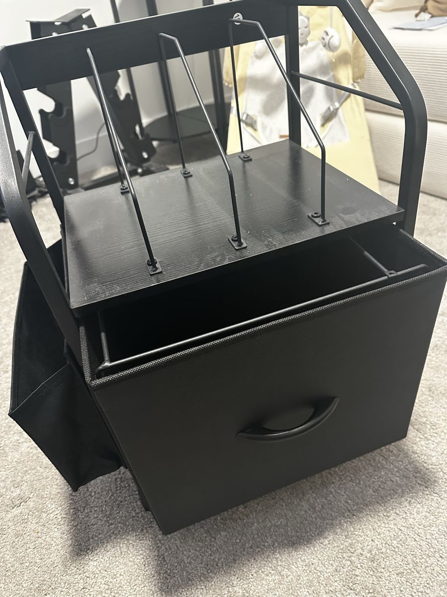 Black Rolling File Cabinet with Storage Drawer & Magazine Rack, Office/Home Organizer