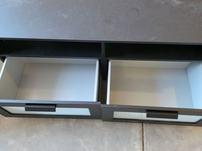 IKEA Black TV Stand/Media Console with 2 Drawers & Open Shelving