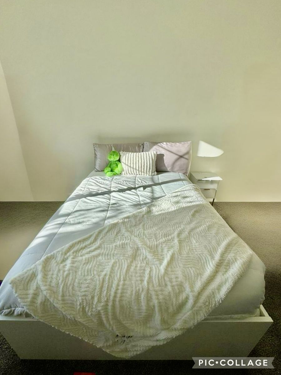 White Bed Frame with Storage Drawers Size=Full