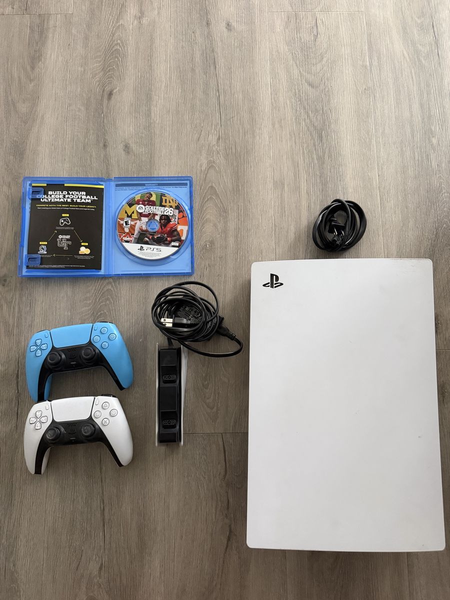 Sony PlayStation 5 Disc Console Bundle - 2 DualSense Controllers & College Football 26