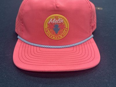 Melin Hydro Coronado Hat - Coral Red Snapback, Perforated, Blue & White Rope Detail, One Size