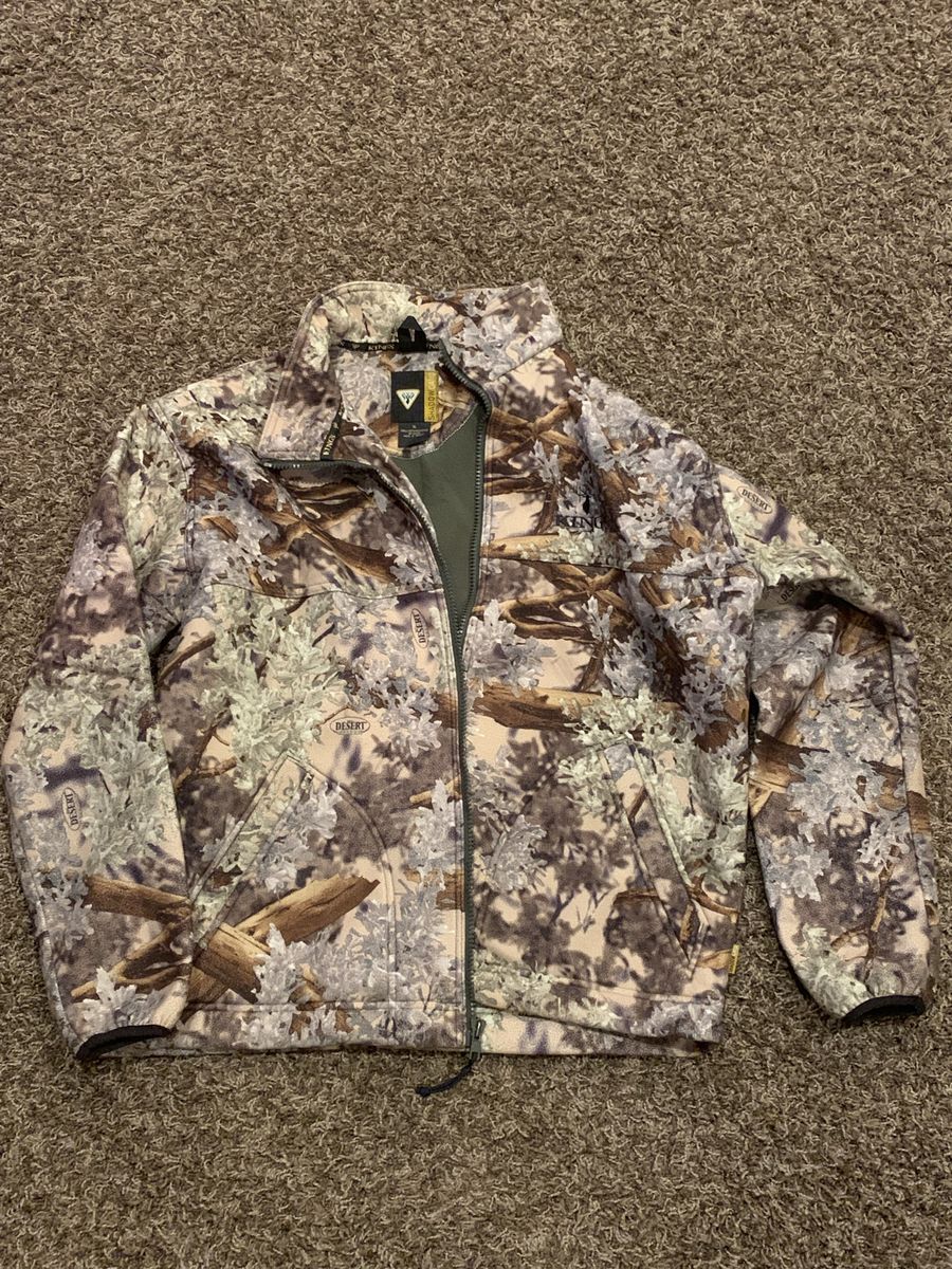 King's Camo Desert Shadow Pattern Full Zip Wind Defender Fleece Jacket XL Men's