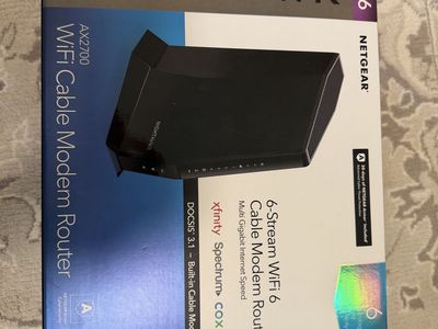 NETGEAR Nighthawk AX2700 AX6 6-Stream WiFi 6 Cable Modem Router DOCSIS 3.1