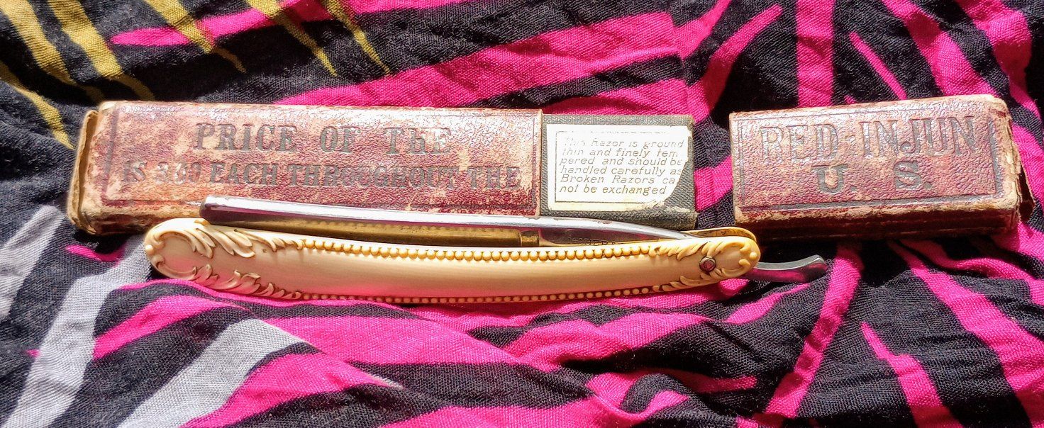 Vintage "The Famous Toledo Blade" Radium Steel Extra Hard Straight Razor with Ornate Handle