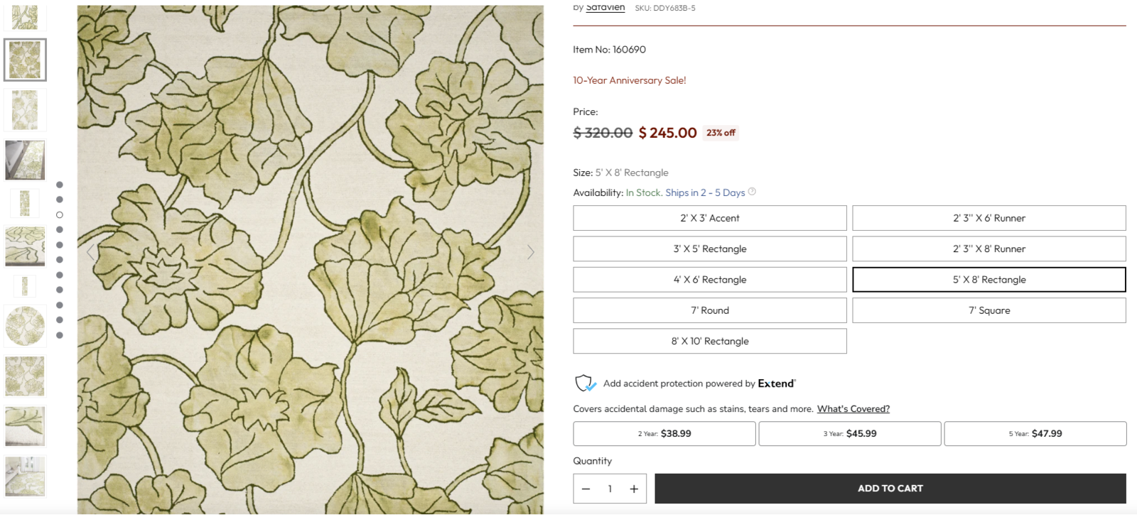 Gorgeous 5'x8' Decorative Area Rug in Ivory and Light Green by Safavieh