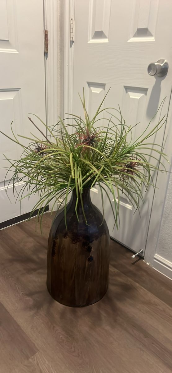 Large Decorative Floor Vase with Artificial Plant