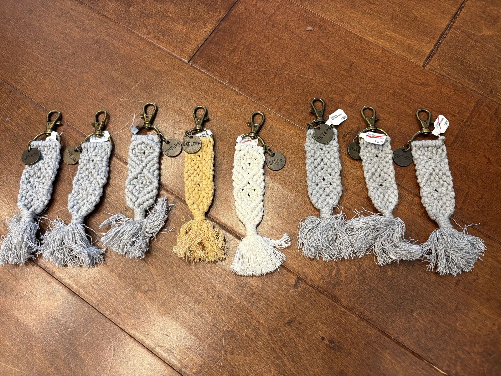 New Macrame Keychains w/ Sisters, Smile & Explore Tags