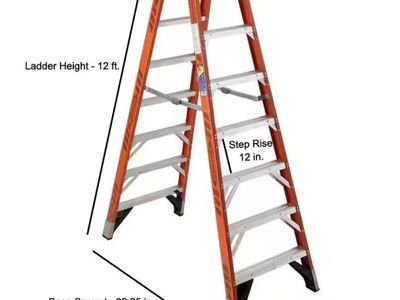 2 x Werner 6212 12ft Type IA 300lb Fiberglass Professional Step Ladder