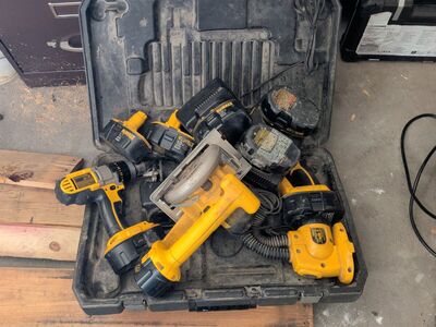 lot of DeWalt power tools