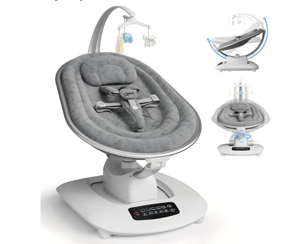 AMKE Luxury Electric Baby Swing Rocker for Infants, 5 Soothing Motions & Speeds, 3-Position Recline, Stable Dual-Motor Sway Rock