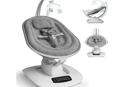 AMKE Luxury Electric Baby Swing Rocker for Infants, 5 Soothing Motions & Speeds, 3-Position Recline, Stable Dual-Motor Sway Rock