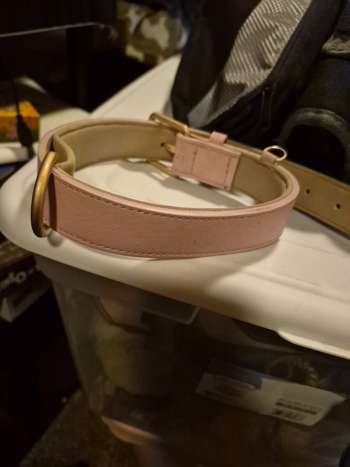 Pink leather collar