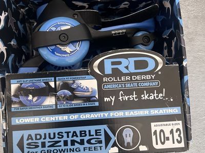 RD Roller Derby My First Skate EZ Step-in Adjustable Inline Skates Kids Size 10-13 Blue