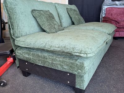 Modern Loveseat Upholstered Cloud Sofa with Comfy Double Layer Upholstered Seat Cushion, Green - ModernLuxe