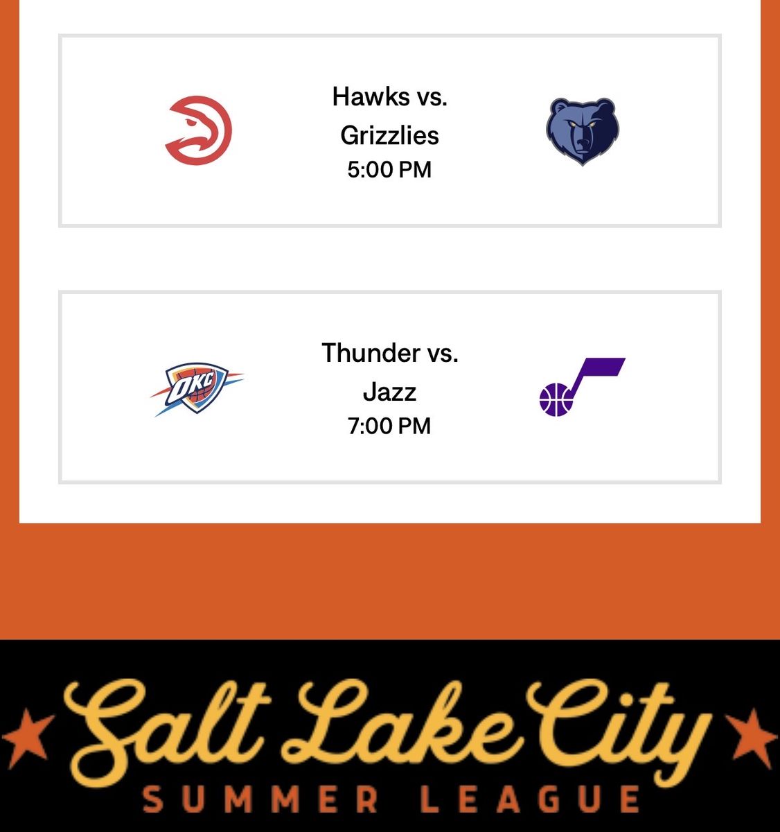Day 3 -July 7th. Salt Lake City Summer League (3 tickets) See Darryn Peterson, Ace Bailey and others.