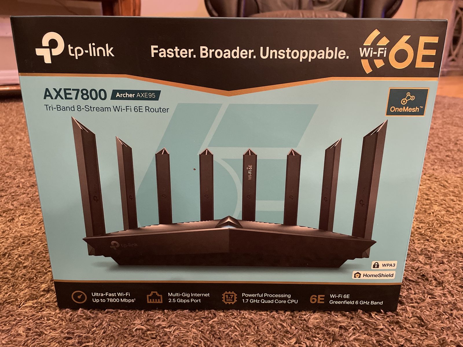 TP-Link Archer AXE95 AXE7800 Tri-Band 8-Stream Wi-Fi 6E Router, 6GHz Band, Multi-Gig 2.5 Gbps Port