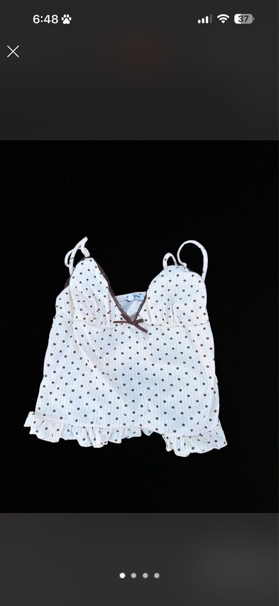 Yellow and brown polka dot tank
