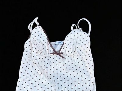 Yellow and brown polka dot tank