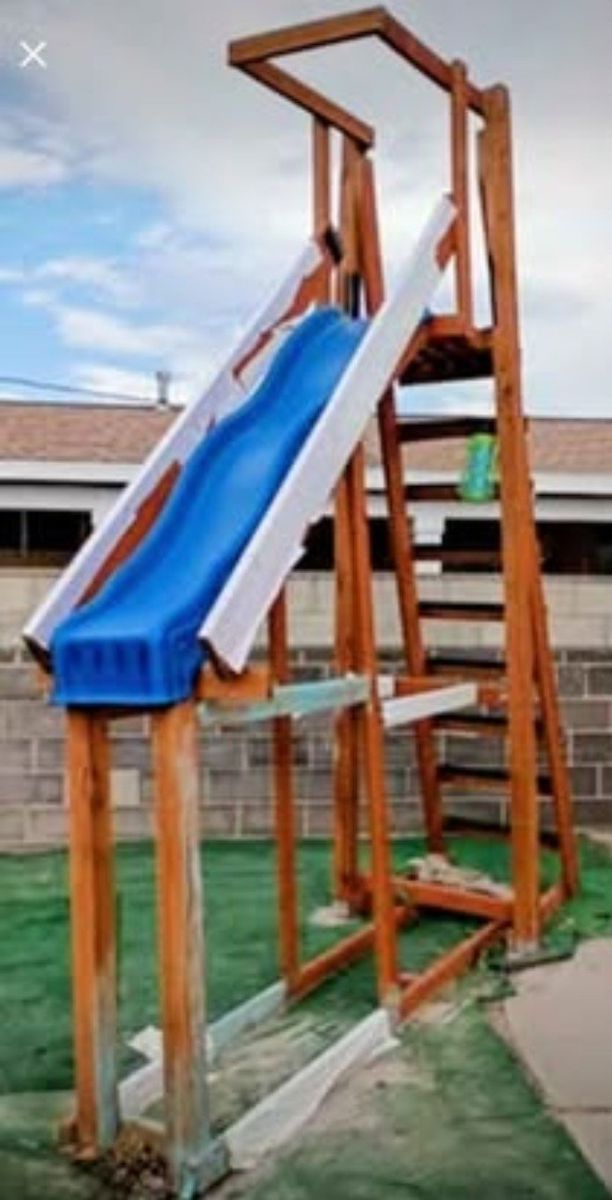 FREE WOODEN POOL SLIDE PLATFORM +SLIDE. YOU TAKE DOWN AND HAUL