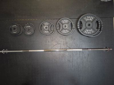 new barbell and weight plate set