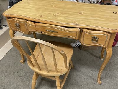 Wooden Writing Desk with Matching Chair and Drawers