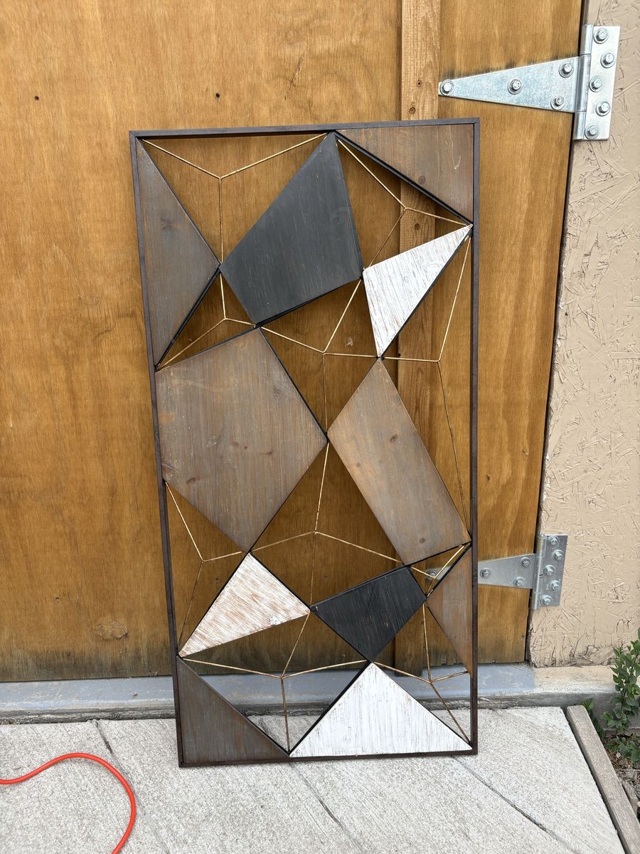 Geometric Wood and Metal Wall Art Panel