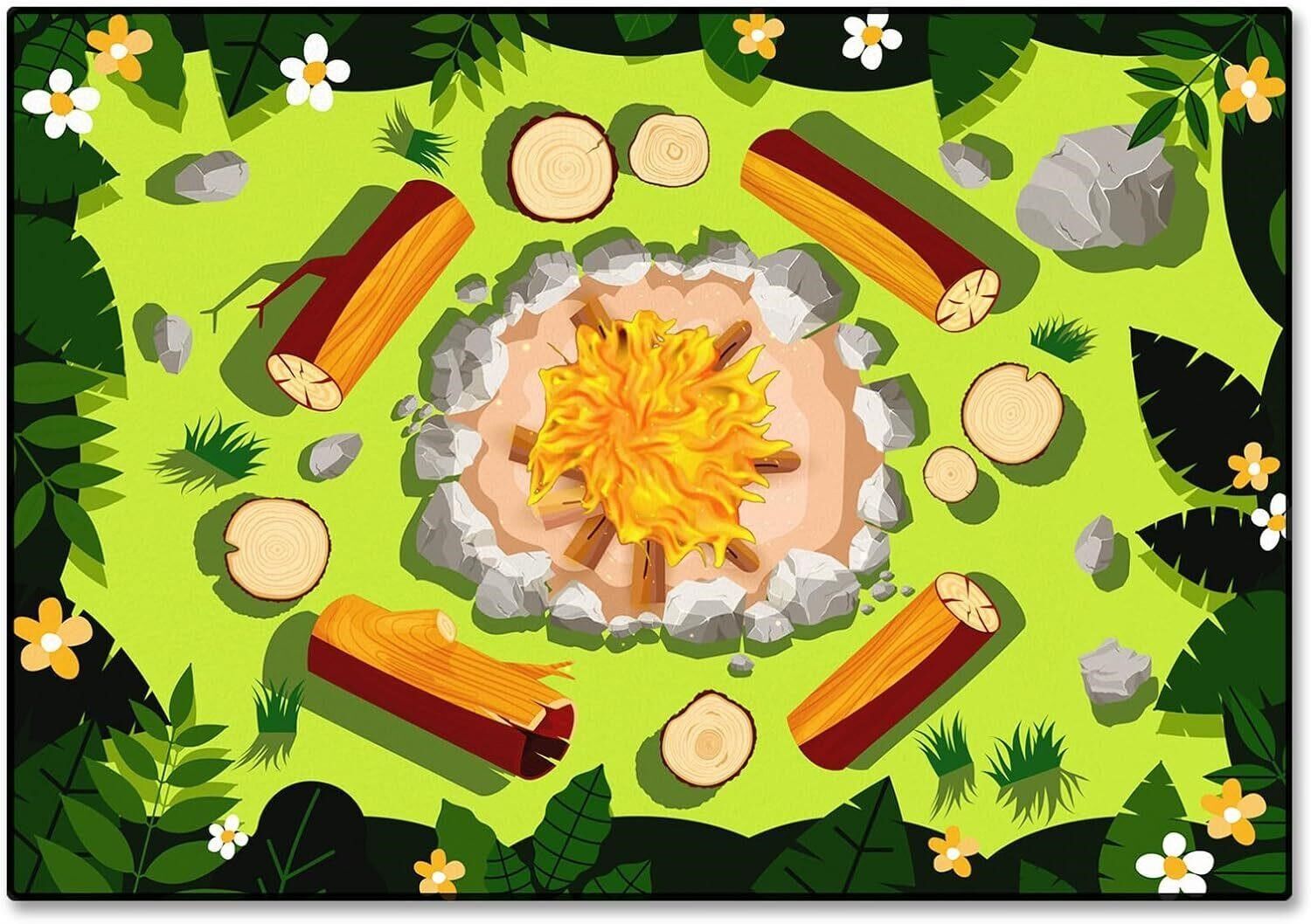 5x8 ft, Timgle Campfire Play Rug