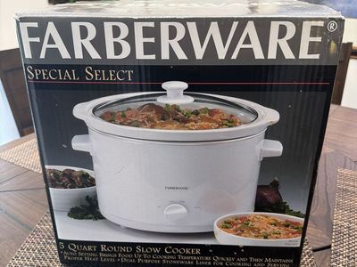 New Farberware Special Select 5-Quart Round Slow Cooker with Dual Purpose Stoneware Liner