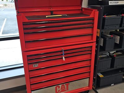 CAT Red Rolling Tool Chest & Cabinet Combo - 10-Drawer Storage Unit